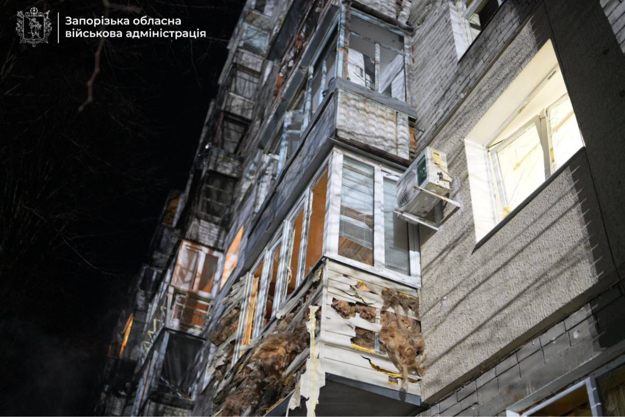 RazomUA - On the Eve of the New Year: Drone Attacks on Zaporizhzhia and Other Cities — One Person Injured