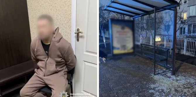 RazomUA - In der Region Kiew wurde ein Mann wegen Zerstörung einer Bushaltestelle festgenommen: Zeuge und Video belegten seine Schuld