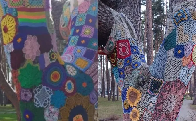 RazomUA - Knitted trees of Irpin: three years after occupation — new concept replaces faded threads